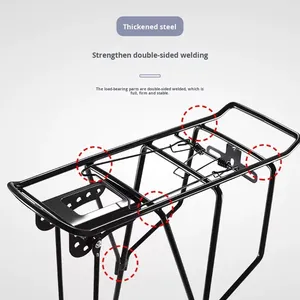 Portapacchi <span class=keywords><strong>Posteriore</strong></span> <span class=keywords><strong>per</strong></span> Bicicletta Pieghevole Motion Apex, in Ferro Verniciato a Polvere Nera, Design Solido Rinforzato, Impermeabile, Capacità di Carico 500kg - Product Image 2