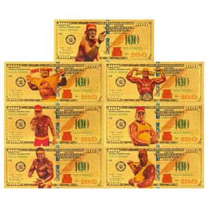 شحن مجاني، ورقة نقدية تذكارية بقيمة 100 دولار للاعب مصارعة مشهور، تذكرة تجميع مطلية بالذهب، هدية للمعجبين - Product Image 4