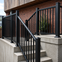 Clôture d'escalier en alliage d'aluminium sur mesure de 6 pieds, finition naturelle thermolaquée, design moderne durable avec installation rapide