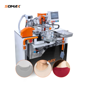 Máquina de Coser Industrial SOMAX SM-01AT de Alta Eficiencia, Totalmente Automática, para Cuellos Redondos y de Canalé en Camisetas - Product Image 1
