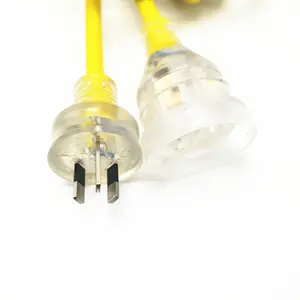 SAA Approval 3Pin 10A 250V Australia Extension Cord with lighted end