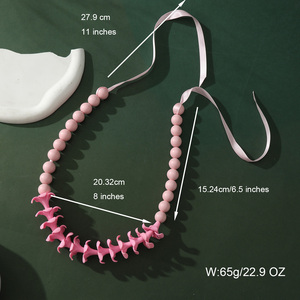 Collana Hawaiana Artigianale con Perline in Argilla Rosa e <span class=keywords><strong>Legno</strong></span>, con Nastro, <span class=keywords><strong>per</strong></span> Decorazioni <span class=keywords><strong>per</strong></span> Feste - Vendita all'Ingrosso - Product Image 4