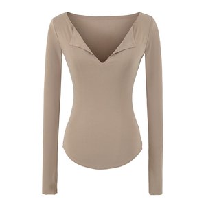 Dames Spice Girls Sweet Style V-hals Slim-Fit Langarm T-shirt met taille-detail <span class=keywords><strong>Spandex</strong></span>/Katoenmix Zomerklare kleding - Product Image 5