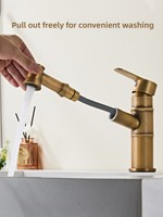 Robinet extractible au design classique antique, 1 poignée, cartouche céramique, pour meuble de salle de bain, lavabo chaud/froid, installation payante