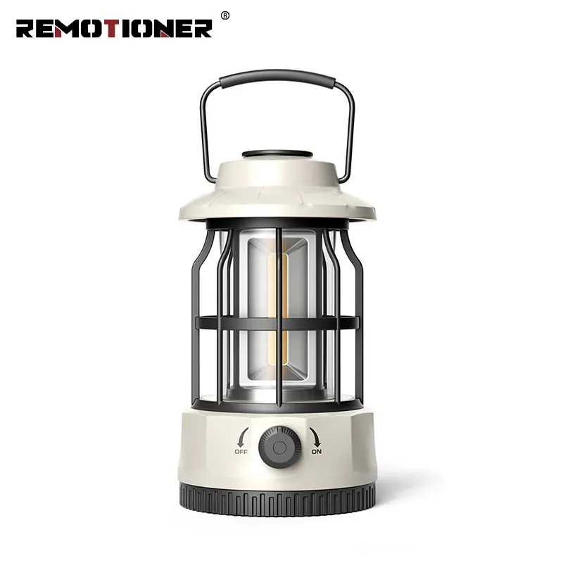 Linterna de Camping de Metal Retro recargable, luces LED alimentadas por batería con mango colgante