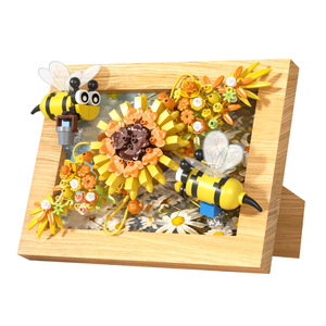 Decoración del hogar, modelo de bloques de construcción magnéticos 3D, marco de imagen de abejas girasoles, Mini juego de bloques de construcción - Product Image 1