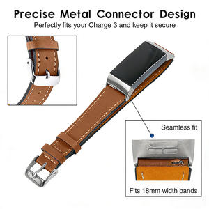 Bracelet en cuir compatible avec Fitbit Charge 3/ Charge 4, bracelets de remplacement en cuir véritable pour femmes et hommes - Product Image 3