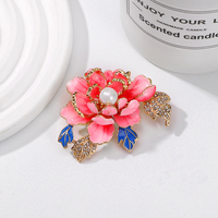 Bros Pin Mewah Enamel Bunga Peony, Pin Bunga Mewah Berhias Berlian Imitasi, Perhiasan Bunga Cina Vintage Buatan Tangan untuk Wanita Grosir
