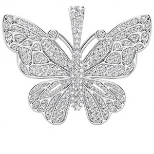 Trendy <b>iced</b> Big Butterfly Fine Jewelry Hip Hop 925 Silver Gold Plated Custom Moissanite Diamond Necklace Pendant Gifts <b>for</b> Women - Product Image 1