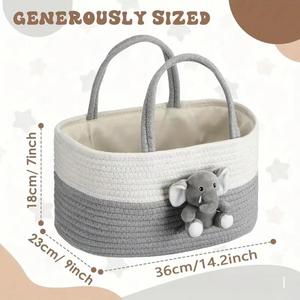Panier de <span class=keywords><strong>rangement</strong></span> portable convertible pour couches de bébé, organisateur de couches pour maman, sac fourre-tout en corde de coton, prix de gros - Product Image 2
