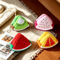 Nieuwe creatieve cartoon driedimensionale driehoekige fruit pluche portemonnee watermeloen oranje hanger sleutelhanger rode opbergtas unisex