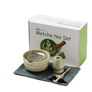 Ensemble de thé matcha en céramique avec fouet en bambou et filtre en acier inoxydable pour cérémonie du thé, design Wabi Sabi - Product Image 5