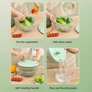 Escurridor de Ensaladas, Cortador Mandolina, Lavador de Frutas, Cuchillas de Acero Inoxidable, Apto para Lavavajillas, Multifuncional, Manual, para Frutas y Verduras - Product Image 3