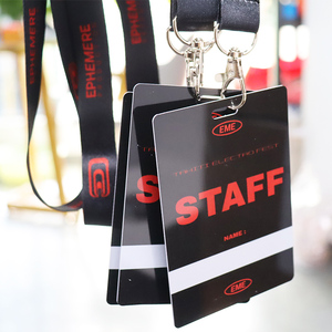 Kofei nền đen in chữ màu đỏ tùy chỉnh tên tag Phù Hiệu dây buộc cho nhân viên - Product Image 2