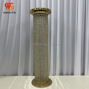 SMOOTH, nuevo diseño, cristal dorado brillante, centros de mesa altos, florero de Metal, soporte para mesa de boda - Product Image 6