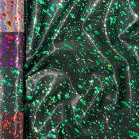 Lots en stock de tissu en nylon spandex tricoté holographique brillant à points mystiques néon, pour vêtements de danse, maillots de bain et performances