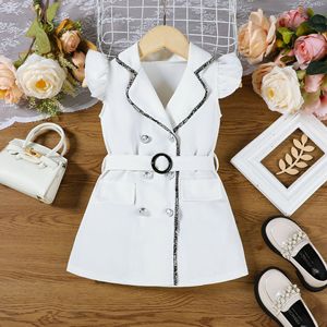 Completo Estivo per Bambine, Nuovo Abito Alla Moda con Doppio Petto e Cintura, Set Due Pezzi, Vendita All'Ingrosso per <span class=keywords><strong>Abbigliamento</strong></span> Bambini - Product Image 5