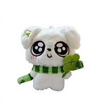 Porte-clés en peluche chiot trèfle à quatre feuilles exquis de dessin animé, jouets mignons en coton, petites poupées chien, cadeau pour enfants, vente en gros