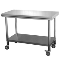 Commerciële Dubbele Lagen Verstelbare Hoogte Keuken 201/304 Roestvrij Staal Werktafel Verplaatsbare Werkbank Prep Tafel Voor Restaurant
