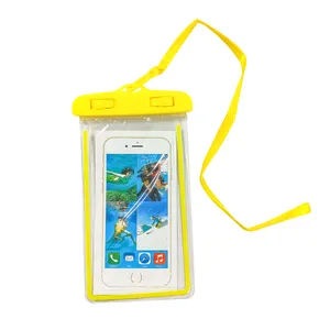 PVC夜光手机防水袋透明防雨游泳吊颈封口袋保护手机