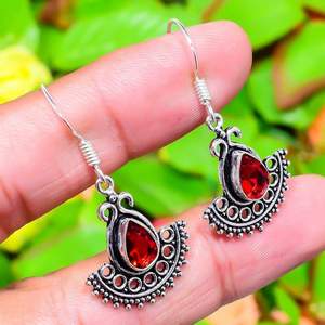 Natural <b>Garnet</b> 7x5 MM Pear Shape Gemstone <b>Earrings</b> | Genuine <b>Garnet</b> Pear Cut Stones | 925 Sterling Silver Handmade <b>Earrings</b> - Product Image 3