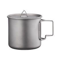 Tasse à eau et à café de camping en plein air légère, chauffable, avec poignée pliable, ensemble de vaisselle en titane pur, utilisable à l'intérieur