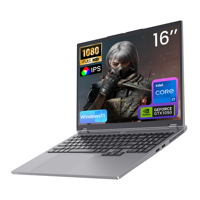 16.1-Inch GDDR5 Gaming Laptop Intel I7-8750H 6-Core 2.2GHz GTX 1050 32GB Win 11 Pro SSD 60Hz 16:10 Display English Custom Logo