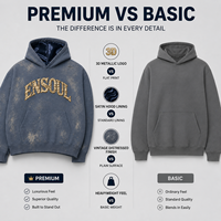 Sweat à capuche personnalisé vintage délavé effet vieilli avec doublure satinée, style streetwear, coupe oversize et carrée, appliqué, grammage lourd, anti-plis