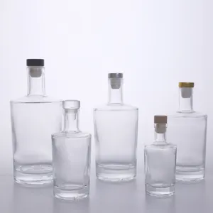 Custom Clear Empty 50/100/500/700/750ml/1 Liter Gin,Wine,Rum,Vodka,Whiskey Spirit Liquor Glass Bottle With Label