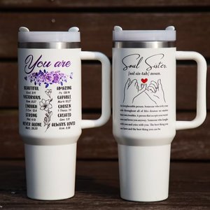 40oz bottiglia d'acqua fiore di compleanno in acciaio inox con manico Soul Sister bicchieri portatili - Product Image 1