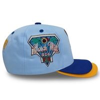 Topi mode 5 Panel tepi ganda topi pakaian jalan topi desainer Logo bordir kustom topi bisbol pria