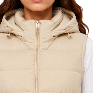 <strong>Women's</strong> Waterproof Casual Polyester Filled <strong>Hooded</strong> <strong>Padded</strong> Vest-Shirred Waist Sleeveless <strong>Gilet</strong> Tailored Slim Silhouette Windproof - Product Image 5