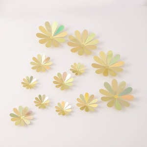 12 Piezas <span class=keywords><strong>de</strong></span> Adhesivos Decorativos <span class=keywords><strong>de</strong></span> Pared con Flores Metálicas 3D, Arte Floral para Decoración <span class=keywords><strong>de</strong></span> Fiestas <span class=keywords><strong>de</strong></span> Cumpleaños, Baby Shower, Bodas - Product Image 1