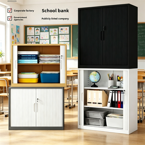 Armoire de bureau en acier à porte coulissante, avec serrure antivol, style minimaliste moderne, mobilier commercial - Product Image 1