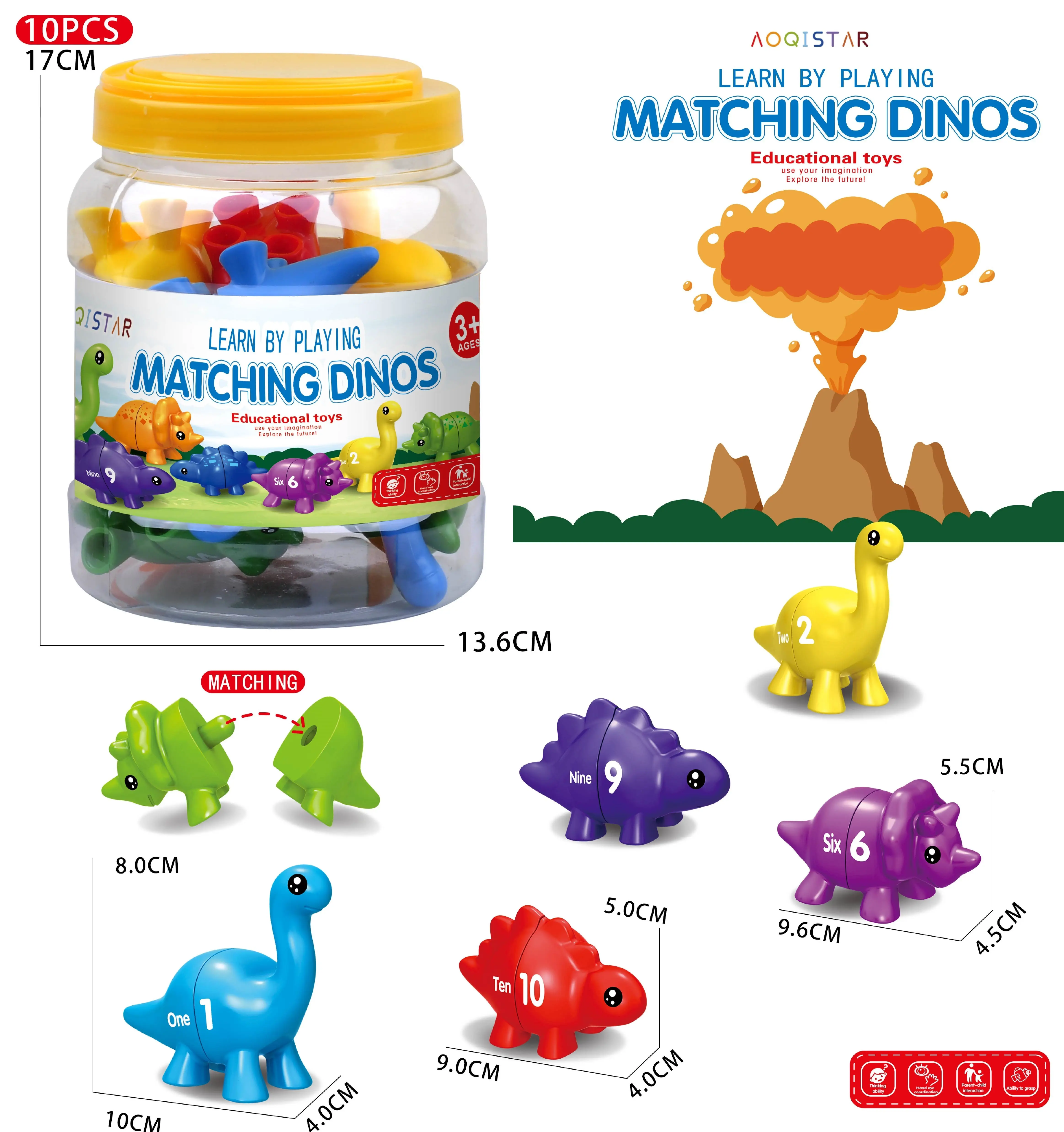 Pendidikan huruf ABC & angka yang cocok mainan dinosaurus, Snap-n-belajar alfabet mainan belajar, Uppercase Lowercase memilah permainan