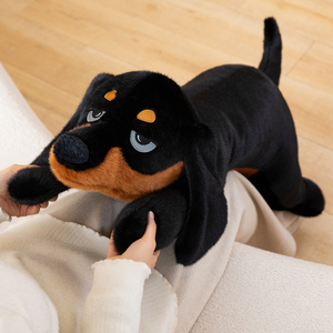 Peluche Realistico di Bassotto e Dalmata Sdraiati, Morbido Cane <span class=keywords><strong>a</strong></span> Salsiccia Maculato, Cucciolo Imbottito, Cuscino per Dormire - Product Image 3