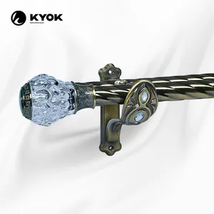 KYOK Trung Quốc Thực Hiện Bằng Đồng Được Đánh Bóng Que Rèm 28Mm Kim Loại Rèm Cực, Kim Loại Rỗng Ba Lan