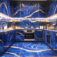 Carrelage en porcelaine Agate Blue Gold 600x1200mm, effet feuille d'or poli brillant, moderne, antidérapant, pour murs et sols, épaisseur 10mm