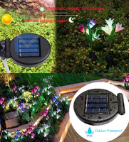 Lampes solaires à fleurs de lys à 4 branches, étanches IP65, pour jardin extérieur, avec fonction marche/arrêt automatique, décoration paysagère LED