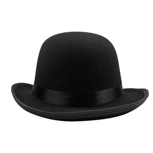 หมวกโบว์เลอร์สีดำ ขนาด 56-58 ซม. สำหรับผู้ใหญ่ ใส่ได้ทุกฤดู เหมาะสำหรับงานแต่งงาน ขี่ม้า งานเลี้ยงบัตเลอร์ งานแฟนซี - Product Image 2