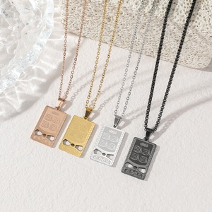 Collar de Acero Inoxidable con Caligrafía Árabe Islámica Musulmana '<span class=keywords><strong>Todo</strong></span> lo que Deseas que Dios' para Eid, Joyería de Moda, Venta al por Mayor - Product Image 1