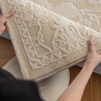 3D Geprägter Jacquard-Muster Teppich Waschbar Rutschfester TPR-Rücken Französischer Vintage-Teppich für Heimdekoration Flur
