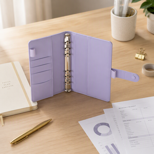 A6-Ordner Bargeld-Budgetplaner Journal mit Kunstleder-Einband Reißverschlusstaschen Rechnungshalter Aufkleberseiten - Product Image 6