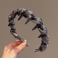 Serre-tête en maille style mode pour femme, d'été, à profil haut, à dents antidérapantes, fait main
