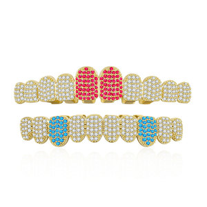 Grillz Unisex de Hip Hop con 10 Dientes, Chapado en Oro y Diamantes Incrustados, Joyería para Fiestas - Product Image 5