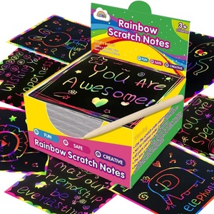 100 cartes à gratter magiques pour enfants, jouet artistique, artisanat, tableau de dessin DIY, notes artistiques colorées, matériau écologique - Product Image 1