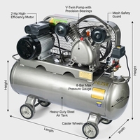 Compresseur d'air industriel à piston Dongguan 8Mpa à double cylindre, refroidi par air, 220V