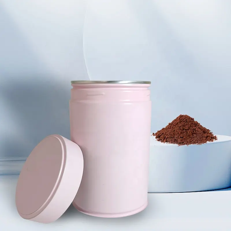 Venta al por mayor de latas de té Matcha de lujo impresas personalizadas, envases de café herméticos, latas de metal vacías de forma redonda para té