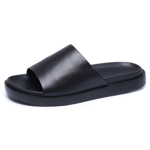 Tongs en cuir véritable pour hommes, collection été 2025, antidérapantes, <span class=keywords><strong>semelle</strong></span> souple, sandales de plage décontractées, claquettes d'extérieur, échantillon gratuit - Product Image 1
