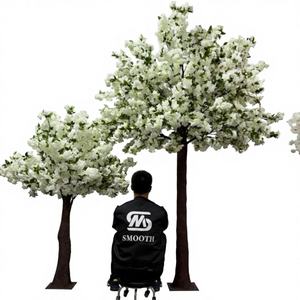Arbre de cerisier artificiel en soie lisse blanc et vert, taille personnalisable, pour décoration de mariage - Product Image 1